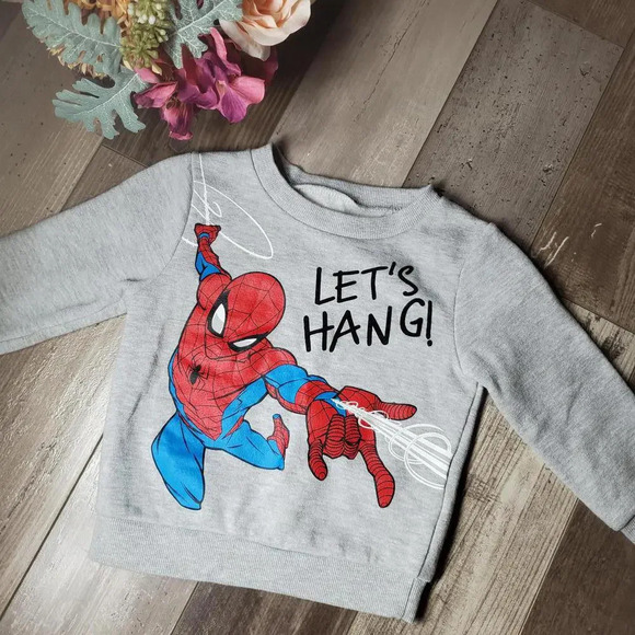 Marvel Spider-Man Fleece Size 2T Pullover Crewneck Sweatshirt Gray Red EUC - Picture 11 of 14